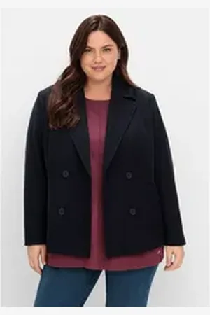 Sheego Kurzjacke Große Größen in Caban-Form, mit Wollanteil blau 56