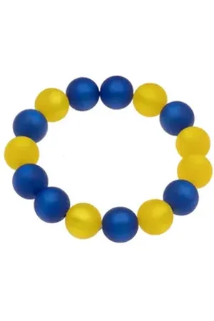 Bella Carina Armband Ukraine blau gelb, Polaris Perlen Armband 14 mm Perlen, blau gelb in der Farbe der Ukraine Flagge XL