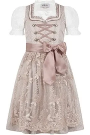 Nübler Dirndl Kinderdirndl 3-teilig Stella in Taupe von rosa 140