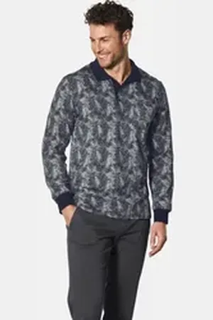 BABISTA Langarm-Poloshirt PIETASTO mit Zweig-Muster grau M (48/50)