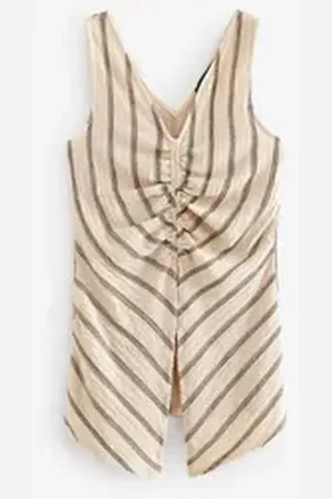 Next Trägertop Ärmelloses Trägerhemd mit Schlitz vorne (1-tlg) beige 48 (GB: 20)