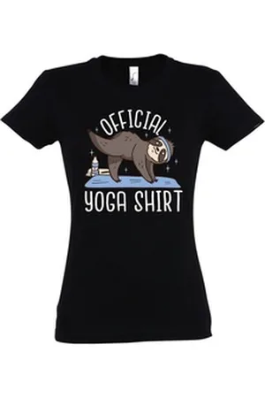 Youth Designz T-Shirt Official Yoga Damen Shirt mit lustigem Faultier Frontprint schwarz S