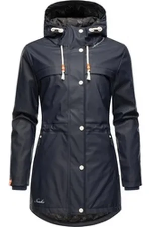 Navahoo Regenmantel Rainy Forest modischer Damen Outdoor Regenparka blau L (40)