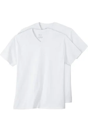 Ceceba V-Shirt Übergrößen T-Shirt 2er-Pack weiß V-Neck weiß 68/70