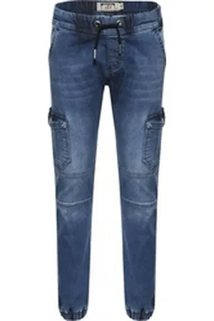Blue Effect Stretch-Jeans boys Cargo Hose Jeans wide XXL Stretch Pants medium blue schwarz 128