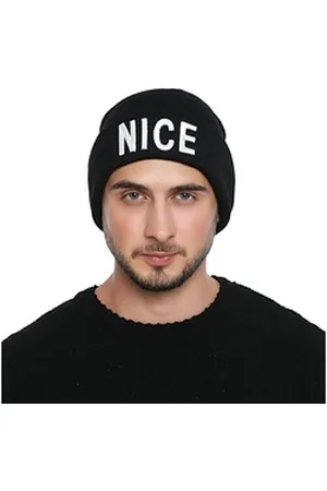 DonDon Beanie stylische Herren Winter Beanie (Packung, 1-St) Wintermütze, mit coolem Statement-Print, Strickmütze mit Krempe schwarz