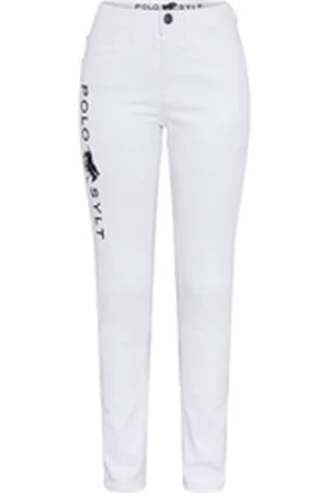 Polo Sylt Straight-Jeans mit gestickten Logo-Akzenten (1-tlg) weiß 33/30