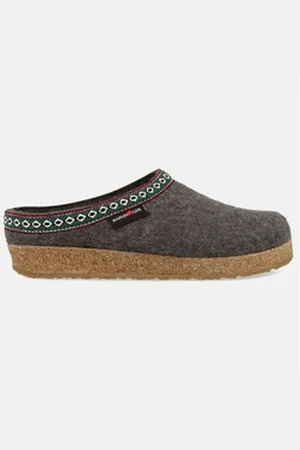 Haflinger Grizzly Franzl Filzclog aus reinem Wollfilz Hausschuh grau 47 EU