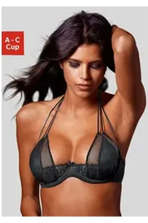 Petite Fleur Büstenhebe mit Bügel und feinen Nackenträgern, sexy Dessous schwarz 70