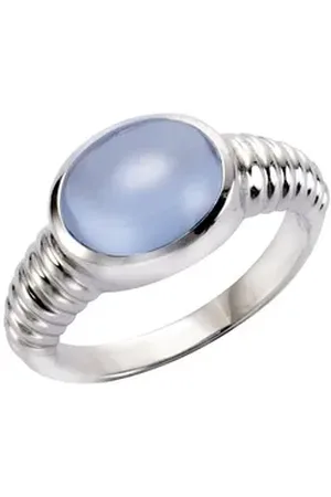 Jamelli Fingerring 925 Silber rhodiniert Quarz blau (beh) weiß 058 (18,5)