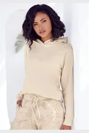 Lascana Hoodie mit dezentem Frontdruck, Loungeanzug beige 32/34