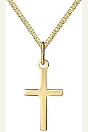 JEVELION Kreuzkette Taufkreuz Kreuz-Anhänger aus 585 Gold 14 Karat / 14k (Goldkreuz, für Kinder - Mädchen), Mit Kette - Länge wählbar 36 - 70 cm. Made in Germany