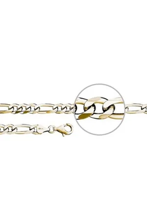 Der Kettenmacher Silberarmband FIGAROARMBAND, diamantiert, ca. 7 mm breit, F4-G, F4-S gelb|goldfarben 21
