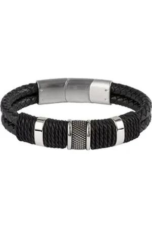 Jacques Lemans Armband Herren-Armband Leder, Edelstahl bunt