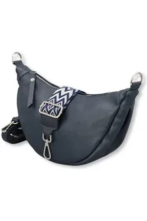 Adel Bags Schultertasche DIANA Halbmond Tasche Leder, Umhängetasche für Damen, Gürteltaschen, echt Leder, Made in Italy blau