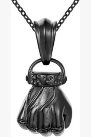 Karisma Kette mit Anhänger Männer Edelstahl Collier Anhänger Halskette, - Faust Hand - CSP1005 - Black