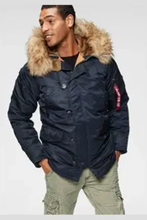 Alpha Industries Parka N3B VF 59 mit abnehmbarem Kunstfellkragen blau XL