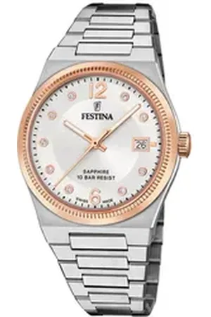 Festina Quarzuhr Damenuhr Edelstahl silber, (Analoguhr), Damen Armbanduhr rund, Edelstahlarmband silber, Elegant silberfarben