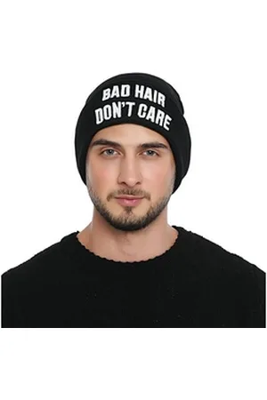 DonDon Beanie stylische Herren Winter Beanie (Packung, 1-St) Wintermütze, mit coolem Statement-Print, Strickmütze mit Krempe schwarz