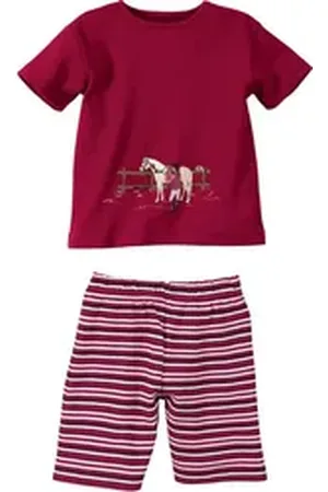 Erwin Müller Pyjama Kinder-Shorty (2 tlg) Single-Jersey Streifen rot 158/164