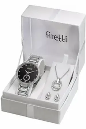 Firetti Quarzuhr, (Set, 4-tlg., inkl. Ohrstecker und Kette mit Anhänger), Armbanduhr, Damenuhr, Glassteine, ideal auch als Geschenk silberfarben