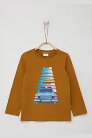 QS by s.Oliver Langarmshirt Longsleeve mit effektvollem Print gelb 116/122