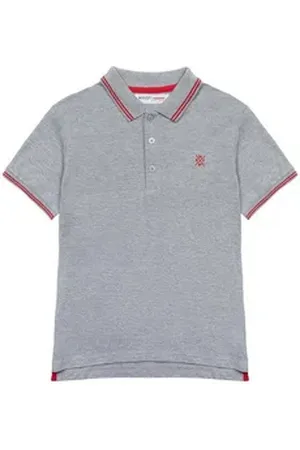 Minoti Poloshirt Poloshirt mit Kontrastelementen (1y-14y) grau 80-86cm