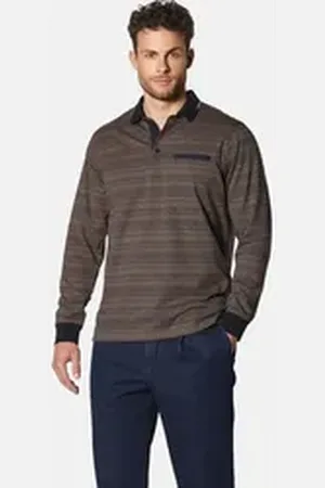 BABISTA Langarm-Poloshirt ALRENTI mit Jacquardmuster braun M (48/50)