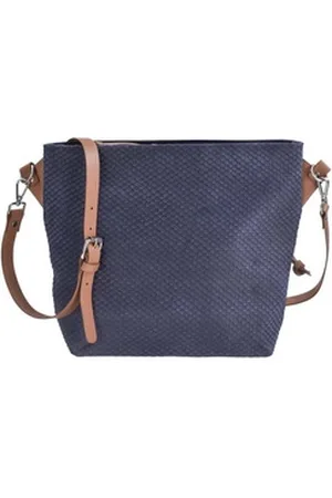 Berba Umhängetasche Yara, Schultertasche 33x27cm, Handtasche, Leder mit Schuppen-Stuktur blau
