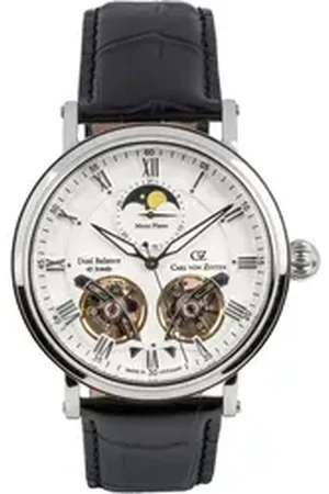 CARL VON ZEYTEN Automatikuhr Murg CVZ0054SLSR, Armbanduhr, Mechanische Uhr, Herren, Datum, Mondphase, Made in Germany schwarz