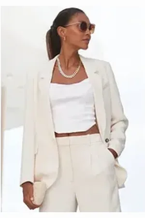 Lascana Longblazer mit Reverskragen und Schlitz hinten, Damenblazer, elegant-chic weiß 34