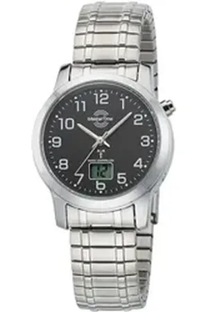 Master Time Funkuhr Basic MTLA-10309-22M, Armbanduhr, Quarzuhr, Damenuhr, Datum, Flexband, Zugband silberfarben