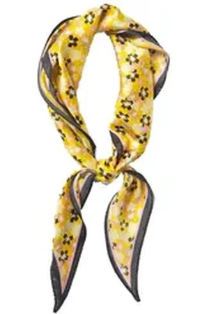 Beck Söndergaard Modeschal Nightin Siru Seideschal in Gelb - Halstuch Damen mit Blumen Print, aus Seide 112x37 cm gelb