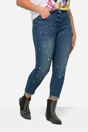 Angel of Style Angel of Style Röhrenjeans 7/8-Jeans Slim Fit Ziersteinchen. 5-Pocket blau 50