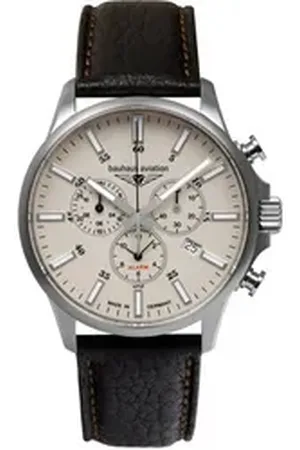 Bauhaus Chronograph aviation 2880-5, Armbanduhr, Quarzuhr, Herrenuhr, Datum, Saphirglas, Made in Germany braun