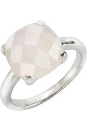 Jamelli Fingerring 925 Silber rhodiniert mit Mondstein weiß 054 (17,2)
