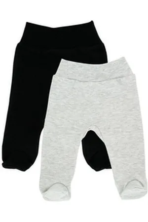 Makoma Schlupfhose Baby Hose mit Fuß für Neugeborene Schwarz / Grau (Set, 2-tlg., 2er-Pack) 100% Baumwolle grau|schwarz 68