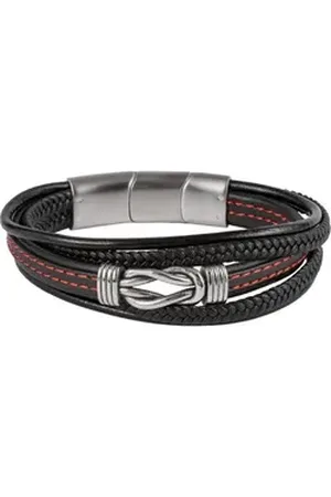 Jacques Lemans Armband Herren-Armband Leder, Edelstahl bunt