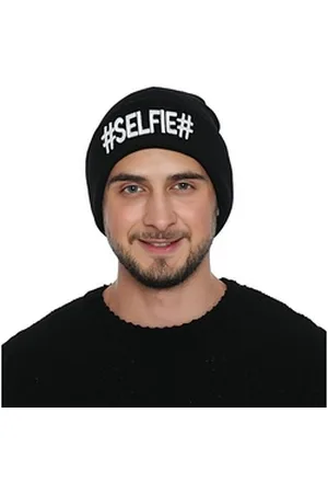 DonDon Beanie stylische Herren Winter Beanie (Packung, 1-St) Wintermütze, mit coolem Statement-Print, Strickmütze mit Krempe schwarz