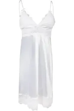 DKaren Negligé sinnlicher Style, einfarbig elegante Spitze weiß XL