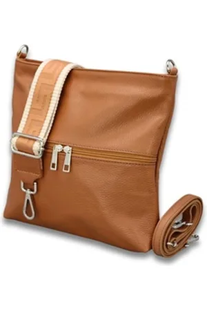 Adel Bags Schultertasche ALEA Umhängetasche für Damen, Schultertasche aus Echtleder braun