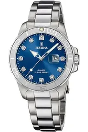 Festina Quarzuhr Boyfriend Collection F20503/6, Armbanduhr, Damenuhr, Edelstahlarmband, bis 10 bar wasserdicht, Datum silberfarben