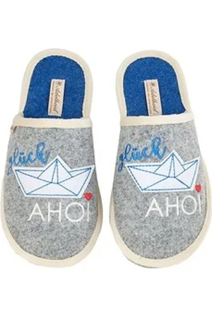 Adelheid Glück Ahoi Boot Filzpantoffel Pantoffel grau 34/35