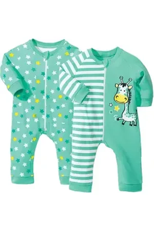 Erwin Müller Pyjama Baby-Schlafanzug 2er-Pack (2 tlg) Interlock-Jersey Streifen grün 50/56