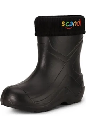 Ladeheid Kinder federleichte EVA Thermo Regenschuhe gefüttert LA-763 Gummistiefel bunt|schwarz 28 EU