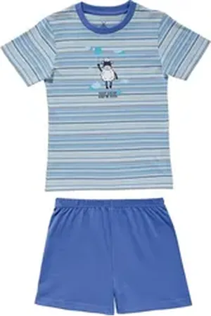 Erwin Müller Pyjama Kinder-Shorty Single-Jersey Streifen blau 134/140