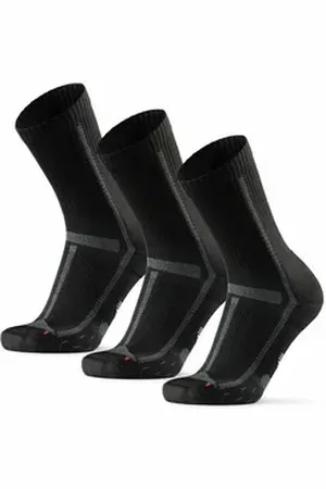 DANISH ENDURANCE Basicsocken Long Distance Crew (3-Paar) Wadenlange Sportsocken für Läufer, Anti-Blasen & Rutschfest schwarz 43-47