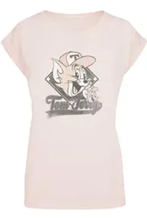 Absolute Cult T-Shirt Damen Ladies Tom and Jerry - Baseball Caps T-Shirt (1-tlg) rosa 4XL