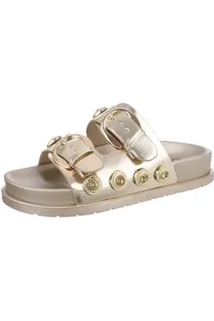 Ital-Design Damen Mules Freizeit Pantolette (86706551) Flach Pantoletten in Gold goldfarben 37 EU