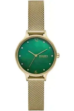 Skagen Quarzuhr ANITA LILLE SKW3145, Armbanduhr, Damenuhr, Edelstahlarmband, analog, Glassteine goldfarben